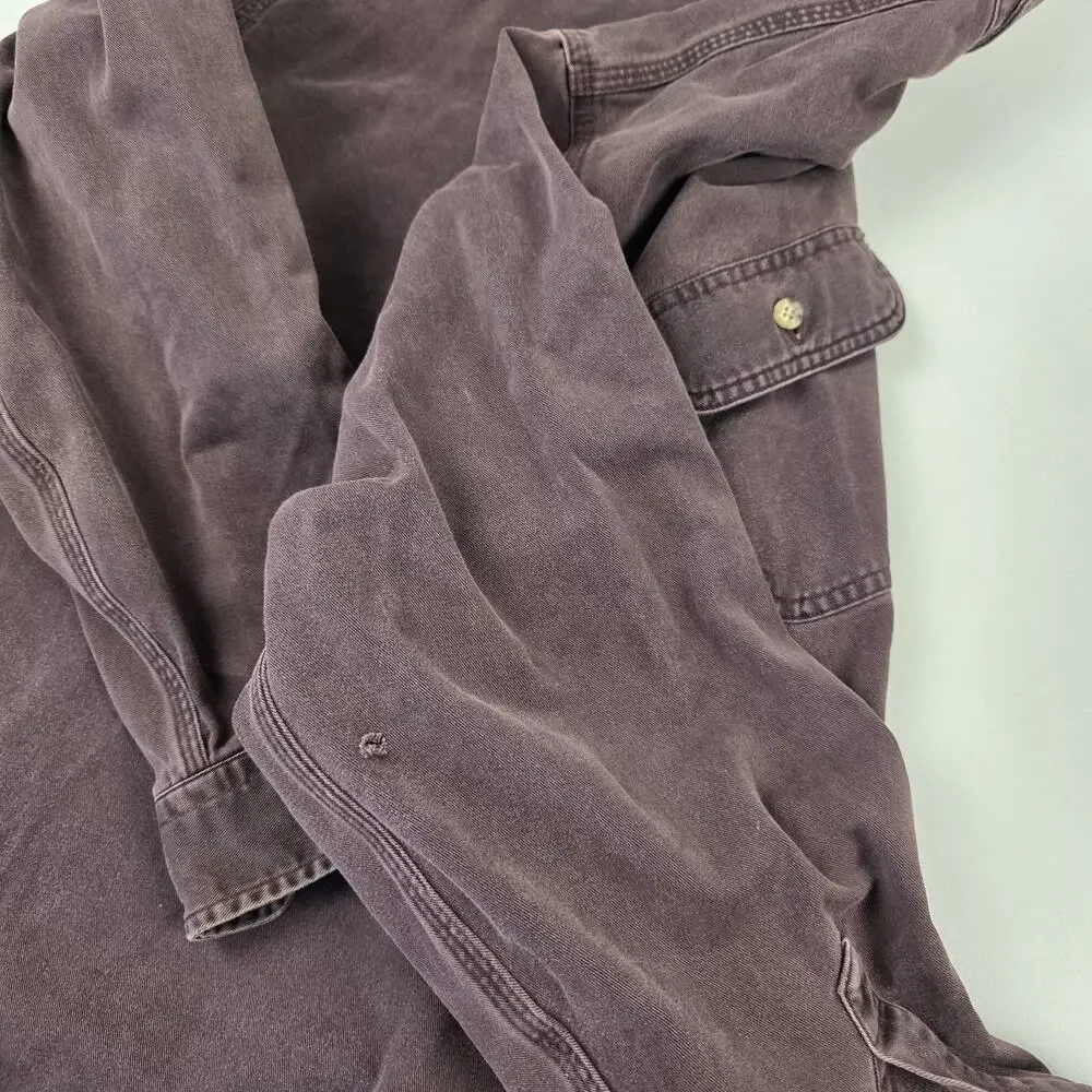 Carhartt‎ Shirt Mens Extra Large Purple Faded Button Down Workwear Double Pocket